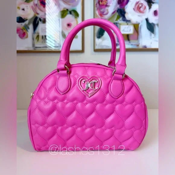 JUICY COUTURE Bag Flawless Dome Satchel - Pink Quilted Hearts